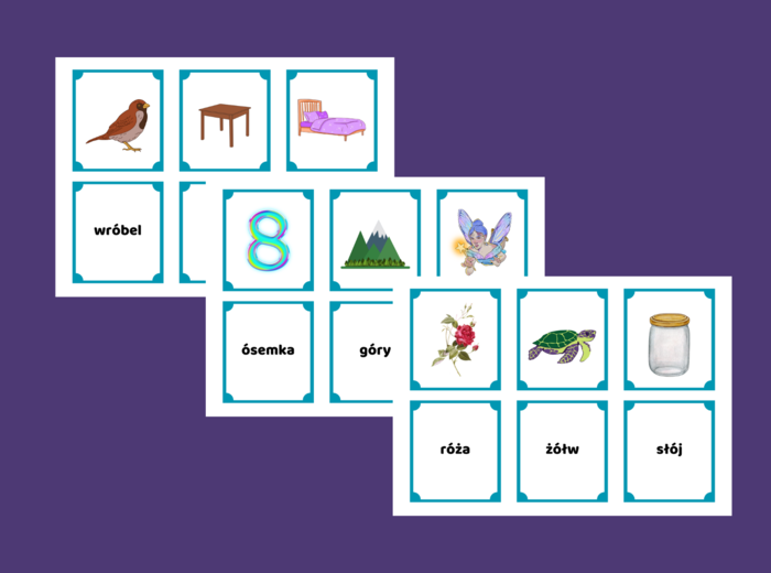 ORTOGRAFIA – wyrazy z „RZ”, "Ż", "Ó", "U" – memory - zestaw - 120 szt.
