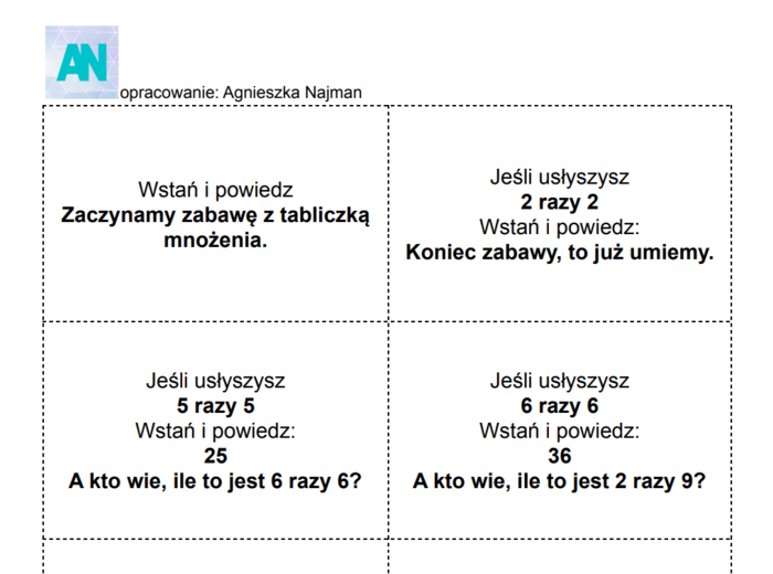 Tabliczka mnożenia - test na uważność