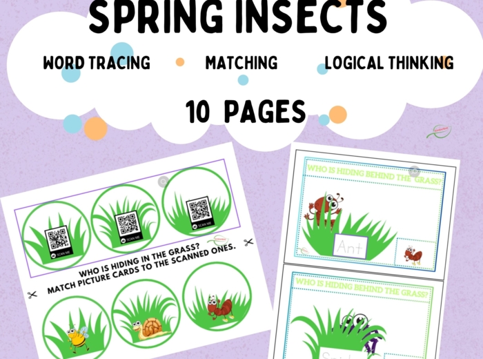 Spring insects: j. angielski/ zajęcia rewalidacyjne. Gra memory, kody QR, dobieranie, pisanie pośldzie dobre dla SPE