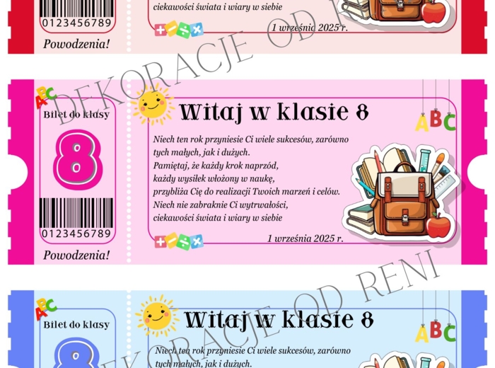 Powitalny Bilet do Klasy 8