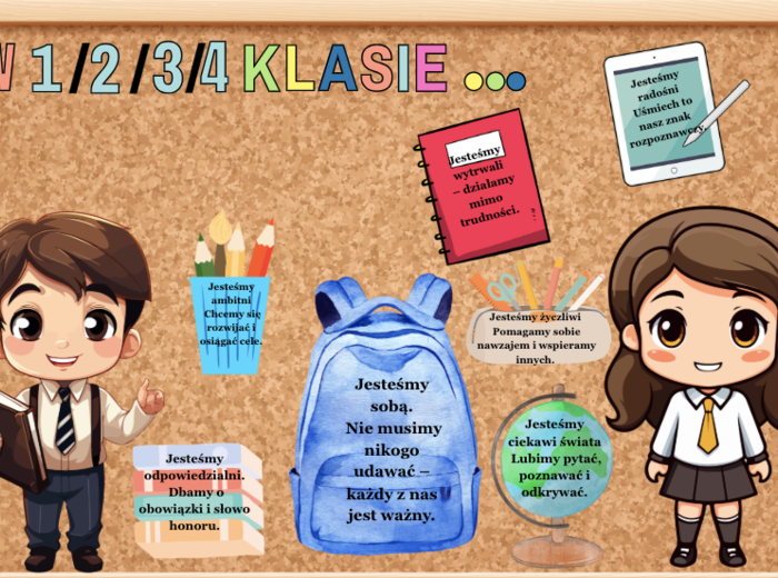 🎒 Gazetka "W KLASIE 1/2/3/4…" – Zestaw dekoracyjny z uroczymi ilustracjami 🎒 28 stron do druku | Format A4 i mniejsz