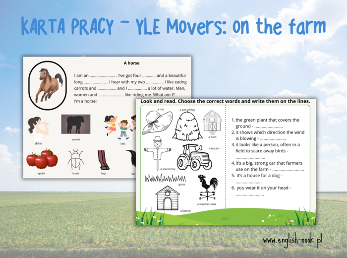 Karta pracy ON THE FARM - Cambridge ESOL exam YLE Movers