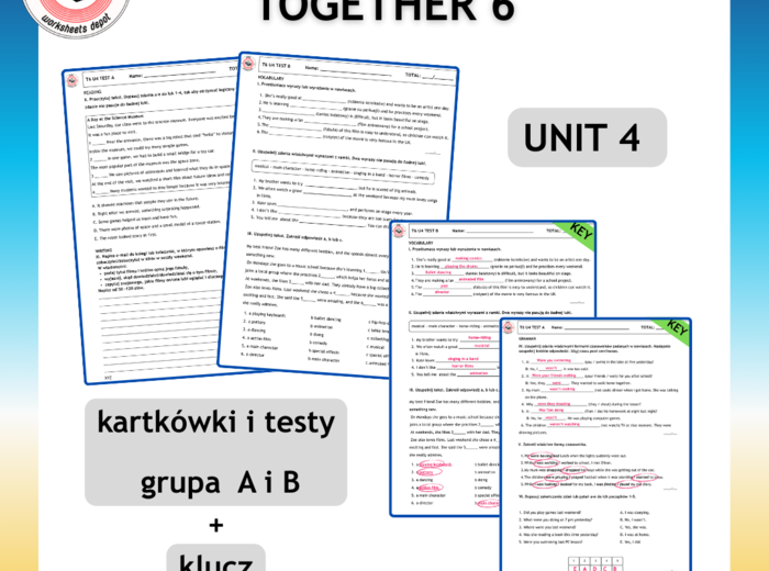 Together 6 Unit 4 - kartkówki i testy do działu