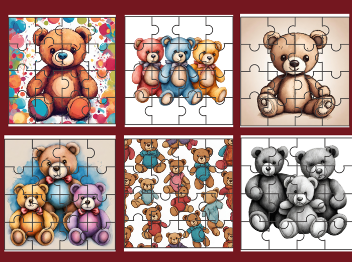 DZIEŃ PLUSZOWEGO MISIA - PUZZLE - 10 obrazków - ćwiczenia redakcyjne