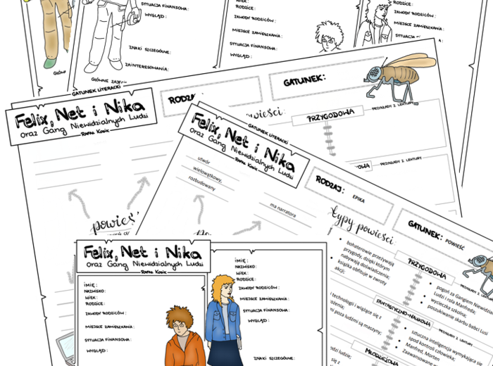 "Felix, Net i Nika oraz Gang Niewidzialnych Ludzi" - 2 karty (wersja pusta i uzupełniona