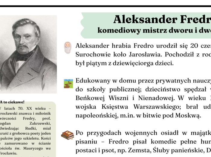 Aleksander Fredro - atrakcyjna notatka biograficzna
