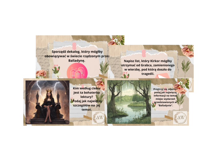 Treść lektury "Balladyna" - kreatywna kartkówka