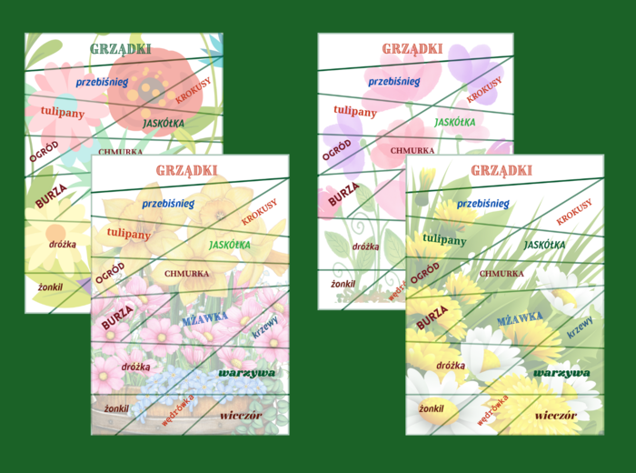 WIOSNA - ortografia - puzzle - 4 wersje