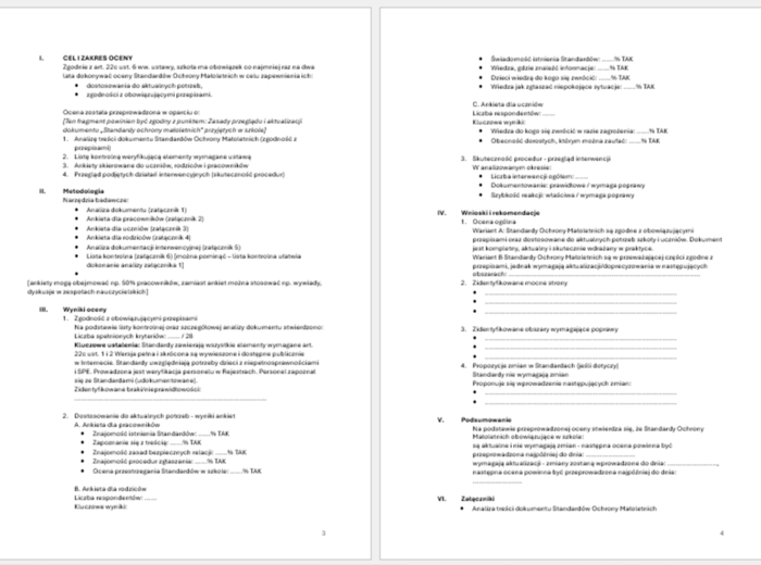 Ocena Standardów Ochrony Małoletnich – kompletny zestaw dokumentów