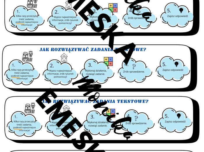 Jak rozwiązywać zadania tekstowe- wklejka do zeszytu