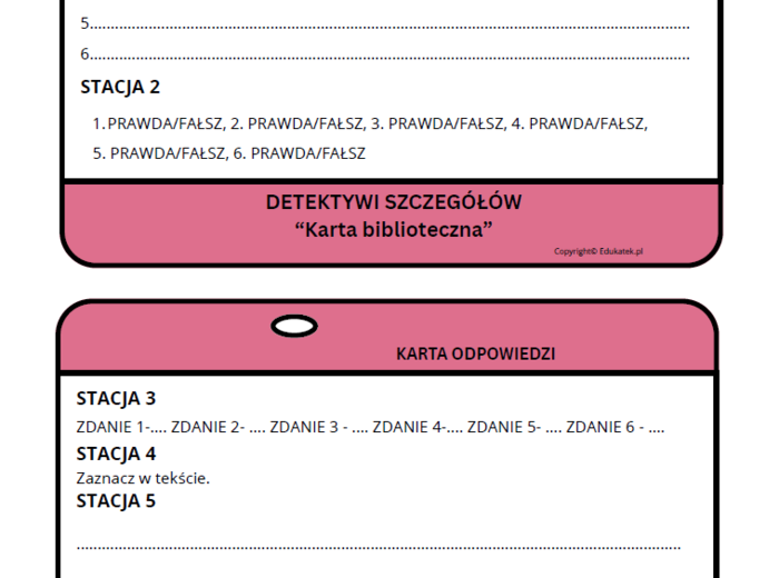 Detektywi szczegółów – stacje zadaniowe do czytania ze zrozumieniem