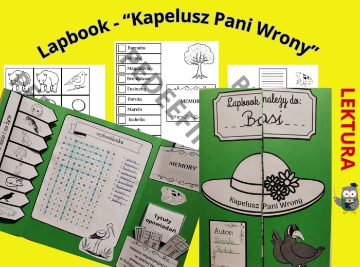 Lapbook - "Kapelusz Pani Wrony" + test sprawdzający wiedzę z lektury