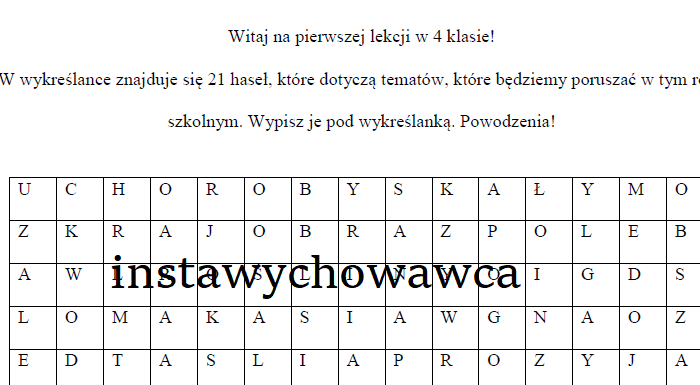 Przyroda wykreślanka-co będziemy robić?