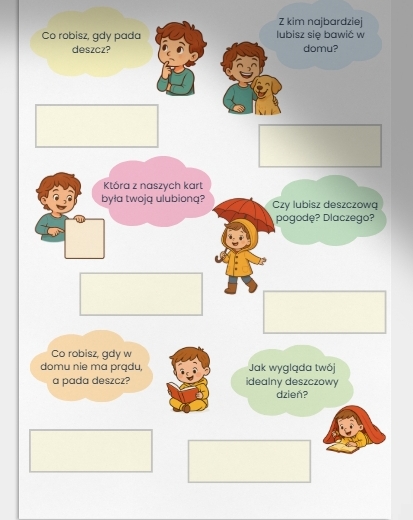 Karty obrazkowe „Co można robić, gdy pada?”