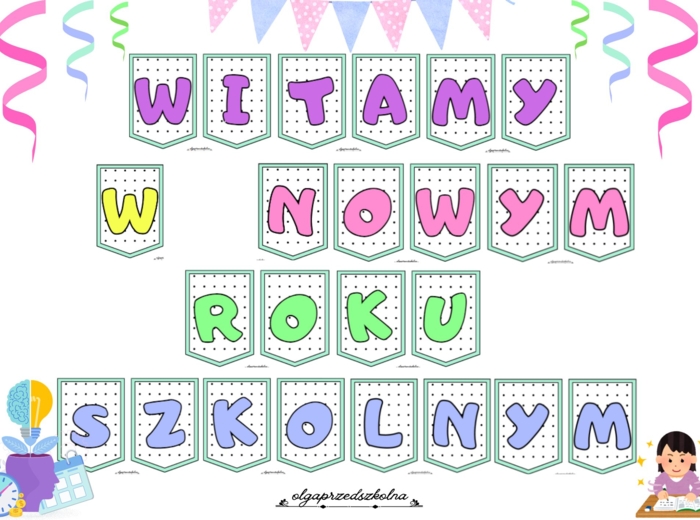 Girlanda "Witamy w nowym roku szkolnym" litery a5