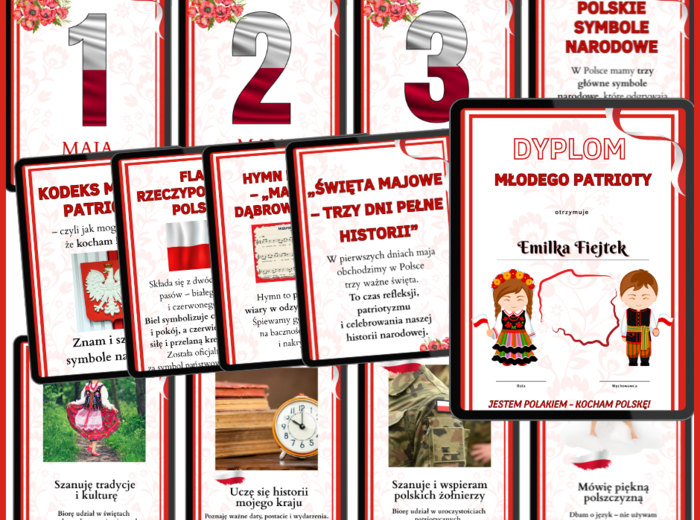 ŚWIĘTA MAJOWE- GAZETKA+ DYPLOM MŁODEGO PATROTY