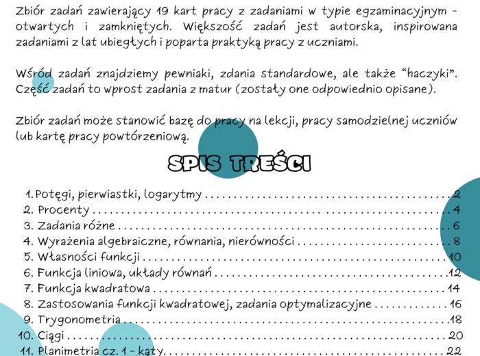 PAKIET - CAŁOŚĆ. Mini matura. Matematyka - zbiór zadań maturalnych
