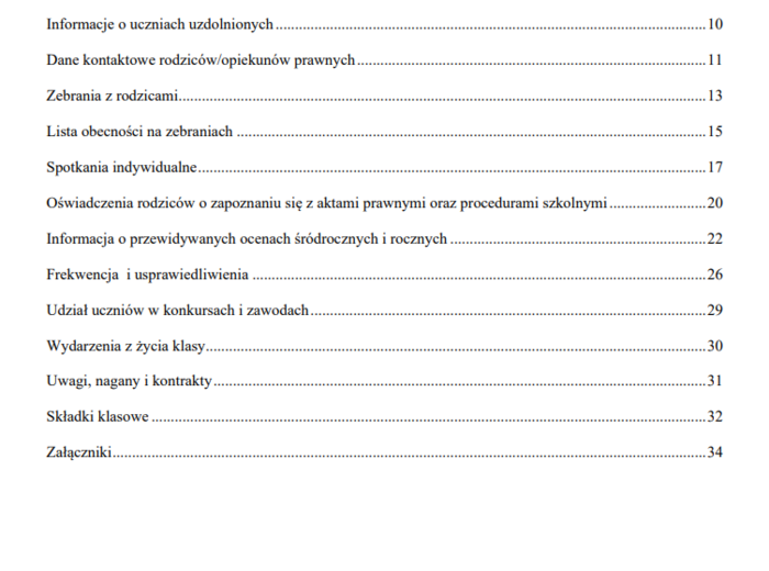 Teczka wychowawcy na rok szkolny 2023/2024