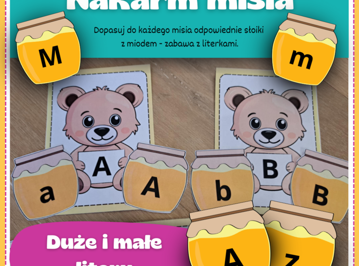 Nakarm misia - dopasowywanie liter - Dzień Misia