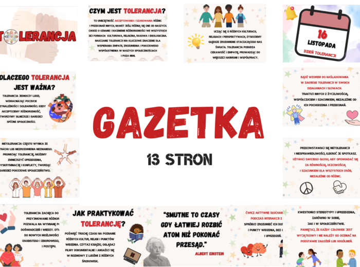 Tolerancja - Międzynarodowy Dzień Tolerancji GAZETKA