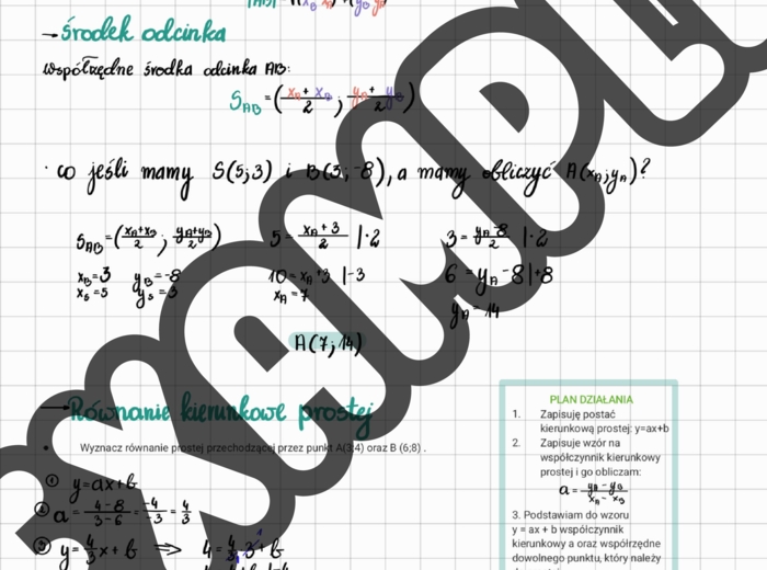 Notatka - GEOMETRIA ANALITYCZNA - MATURA