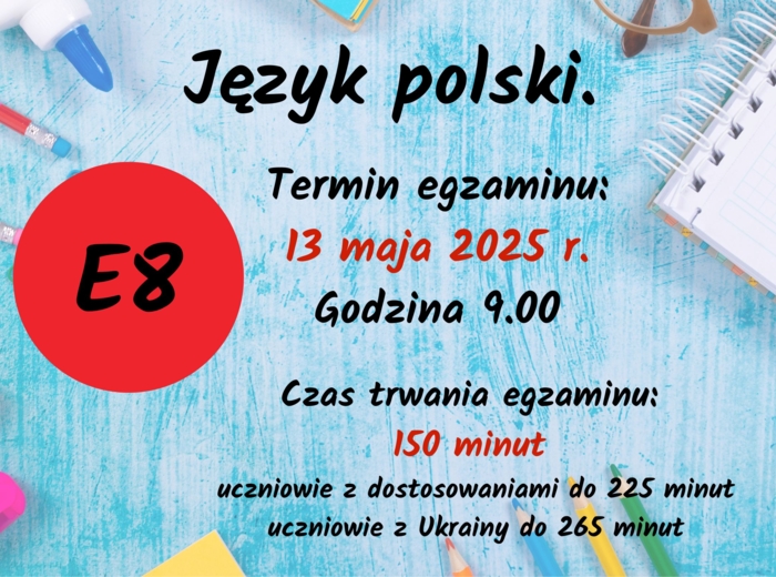 Gazetka-przypominajka "Egzamin ósmoklasisty" zaktualizowana do roku szkolnego 2025/26 !