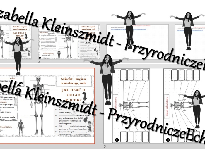 Kompletny zestaw na jedną lekcję „ Szkielet i mięśnie umożliwiają ruch” – sketchnotka + karty pracy w power point + gratisowy link do prezentacji multimedialnej niekomercyjnej + gratisowy link do lekcji multimedialnej niekomercyjnej również wykonanej w g