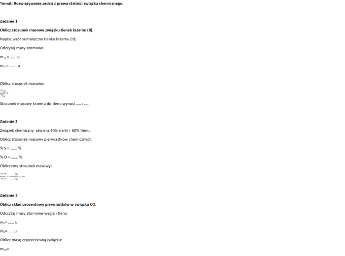 Chemia klasa 7 Prawo stałości związku chemicznego.