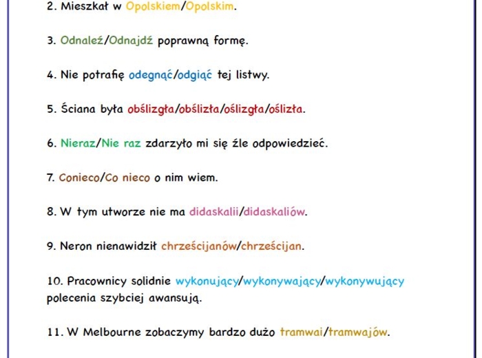 Poprawność językowa – karta pracy (część 3)