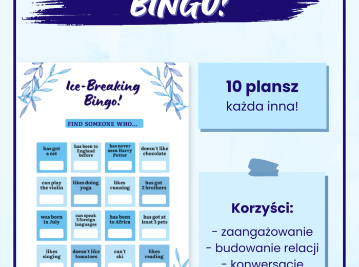 Ice-breaking Bingo! | Find someone who | Integracja