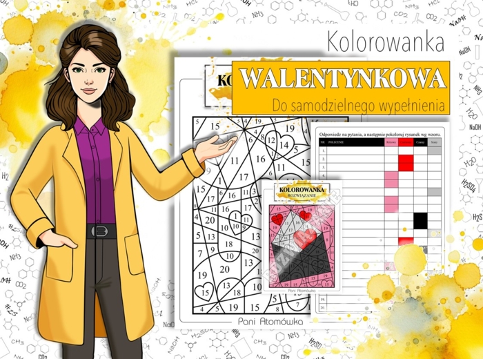 Klasa 4,5,6,7,8. Pusta kolorowanka do samodzielnego wypełnienia. Walentynki. Karta pracy. Zadanie.