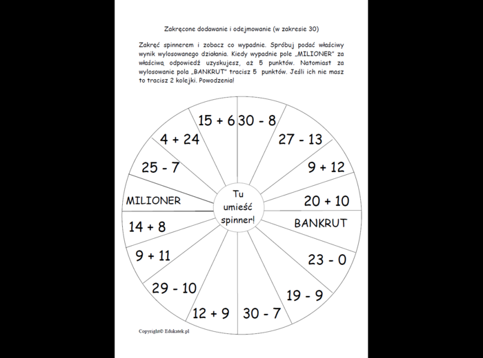 Zakręcone dodawanie i odejmowanie - gry matematyczne