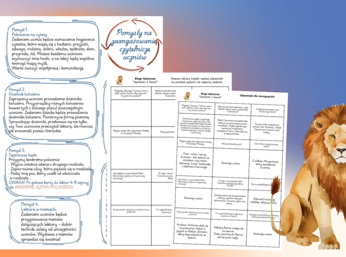 Opowieści z Narnii. Lew, czarownica i stara szafa. Bingo czytelnicze.. Pomysł na zaangażowanie czytelnicze uczniów