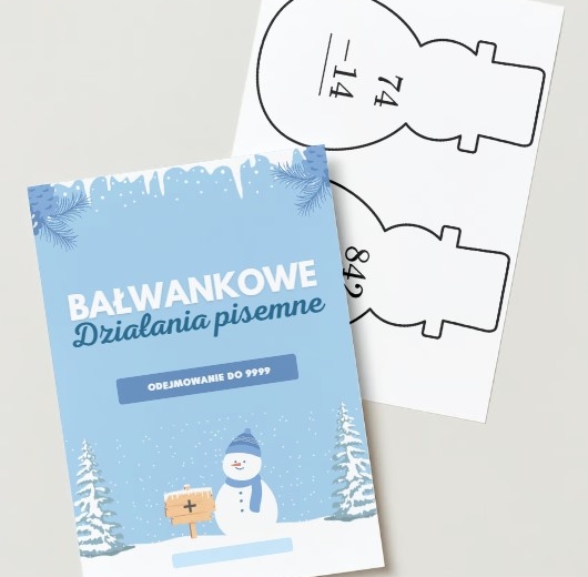 Bałwankowe działania pisemne - odejmowanie do 9999