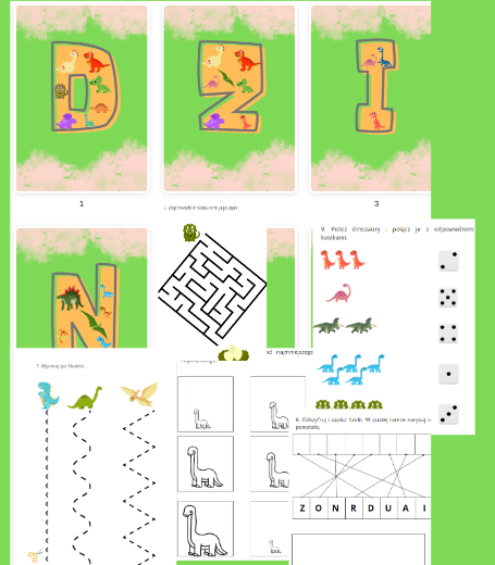 Dinozaury - Girlanda, + 11 zadań