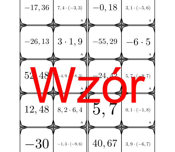 Domino - Mnożenie dodatnich i ujemnych liczb dziesiętnych | matematyka