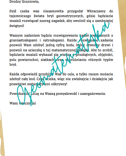 Escape Room – Misterium Brył - powtórzenie ostrosłupy i graniastosłupy klasa 8