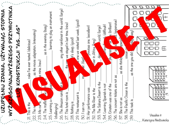 ADJECTIVES STOPNIOWANIE PRZYMIOTNIKÓW sketchnotki + karty pracy