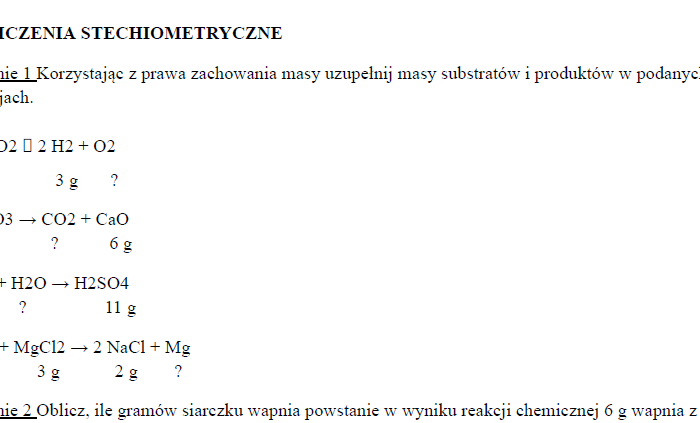 Obliczenia stechiometryczne