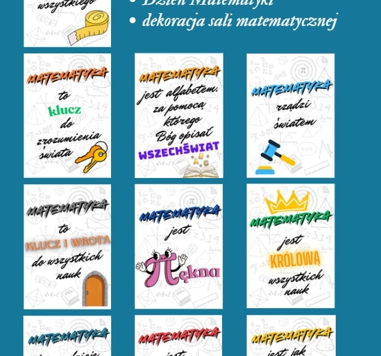 Plakaty matematyczne - na Dzień matematyki, dekoracja klasy matematycznej