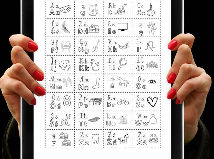 Alfabet czarno-biały z obrazkami + wklejki do zeszytów