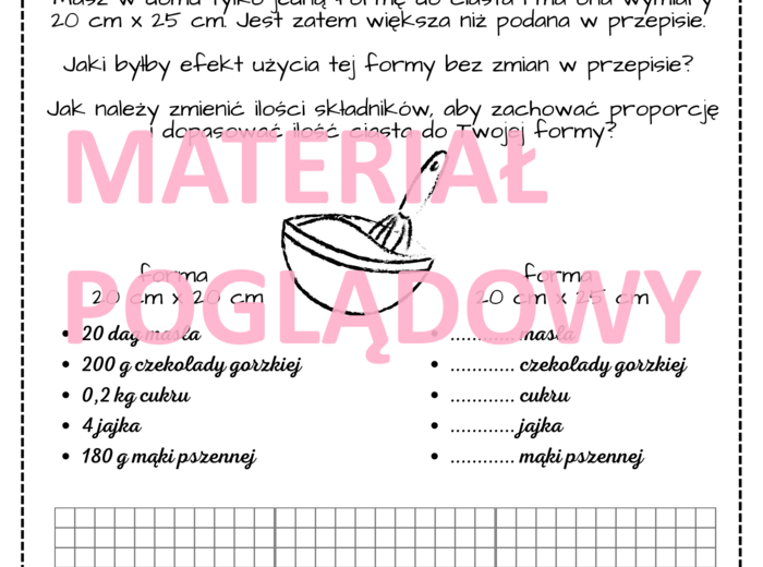 Projekt edukacyjny - klasa 6, 7, 8. Innowacja pedagogiczna. Obliczenia praktyczne. Matematyka od kuchni.