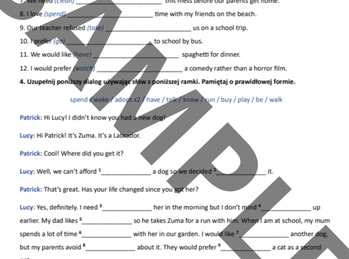 Focus 2 2nd edition 1.5. VERB + -ING OR VERB + TO INFINITIVE