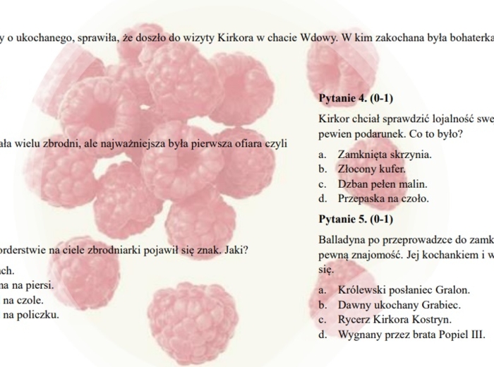 Test z lektury "Balladyna"