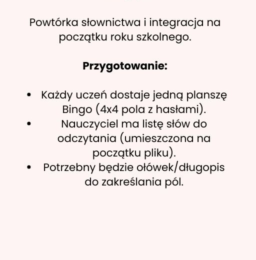 🎲 Back to School Bingo – gotowe plansze do druku