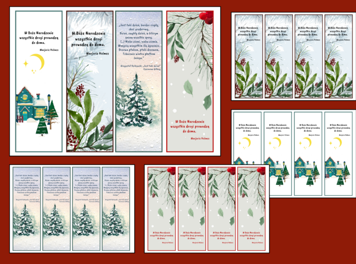Boże Narodzenie – zakładki do książek – zakładka – biblioteka – świetlica – wersja 5