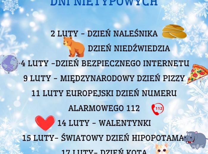 PAKIET MATERIAŁÓW NA LUTY WEDŁUG KALENDARZA ŚWIĄT I DNI NIETYPOWYCH.