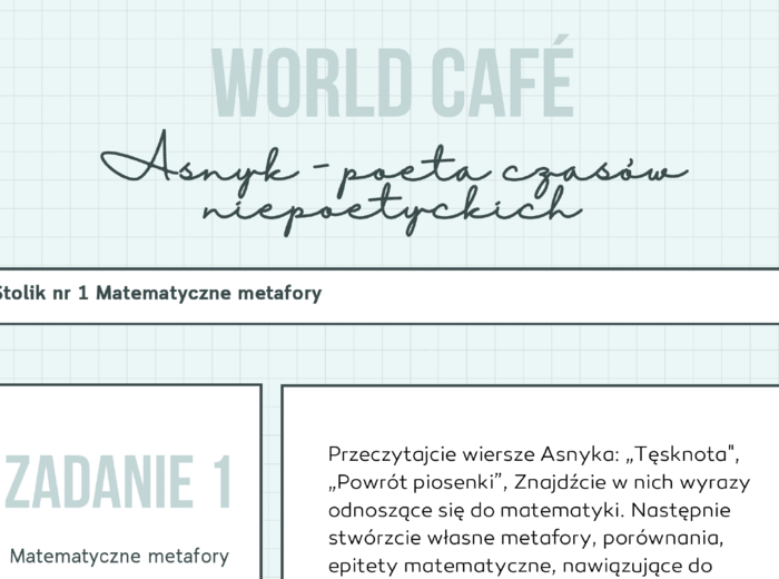 Asnyk - poeta czasów niepoetyckich - world cafe