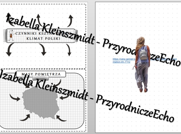Karta pracy do tematu „Czynniki kształtujące klimat Polski” - wykonana w power point + w gratisie lekcja multimedialna (pomysł/inspiracja) w genial.ly. Geografia 7, Dział „Środowisko geograficzne Polski”