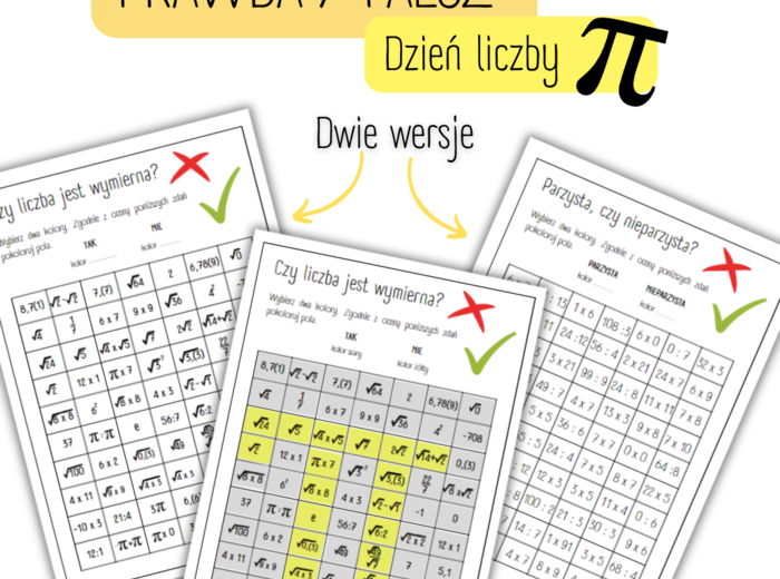 DZIEŃ LICZBY PI / Święto liczby Pi- liczba wymierna/niewymierna lub liczba nieparzysta/parzysta - KOLOROWANKA